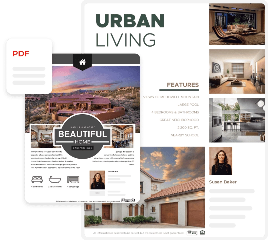 Professional property flyers generated directly in the CRM