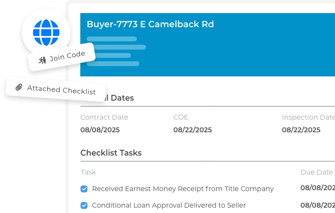 Client-facing transaction portals showing real-time progress and custom branding